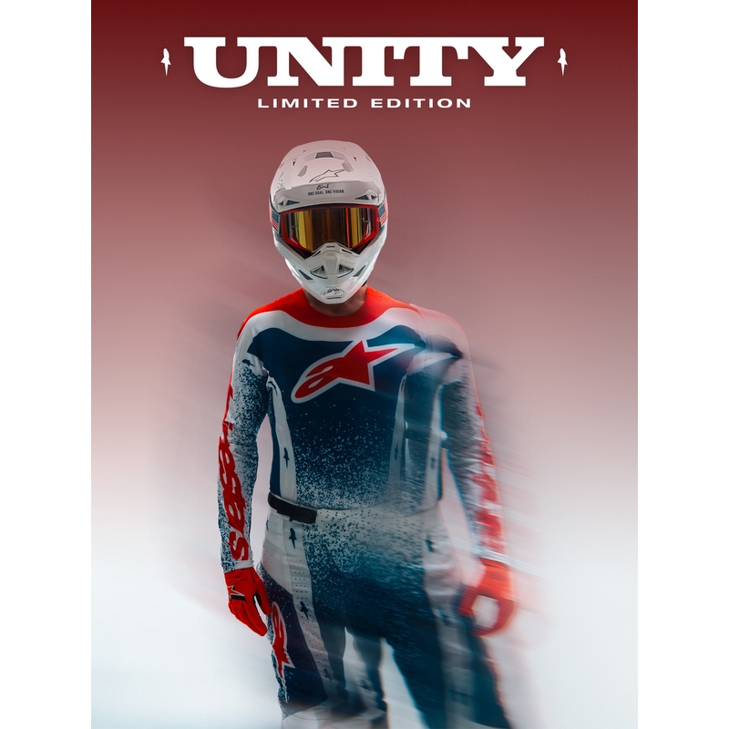 Alpinestars Techstar Unity Motocross-Trikot in limitierter Auflage, rot-weiß-blau