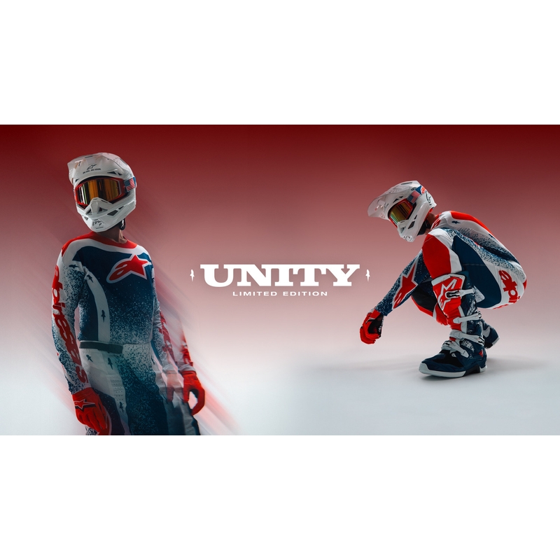 Alpinestars Techstar Limited Edition Unity Rot-Weiß-Blaue Motocross-Hose