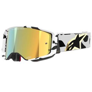 Alpinestars Supertech Corp Motocross-Brille weiß-gold mit verspiegelten goldenen Gläsern