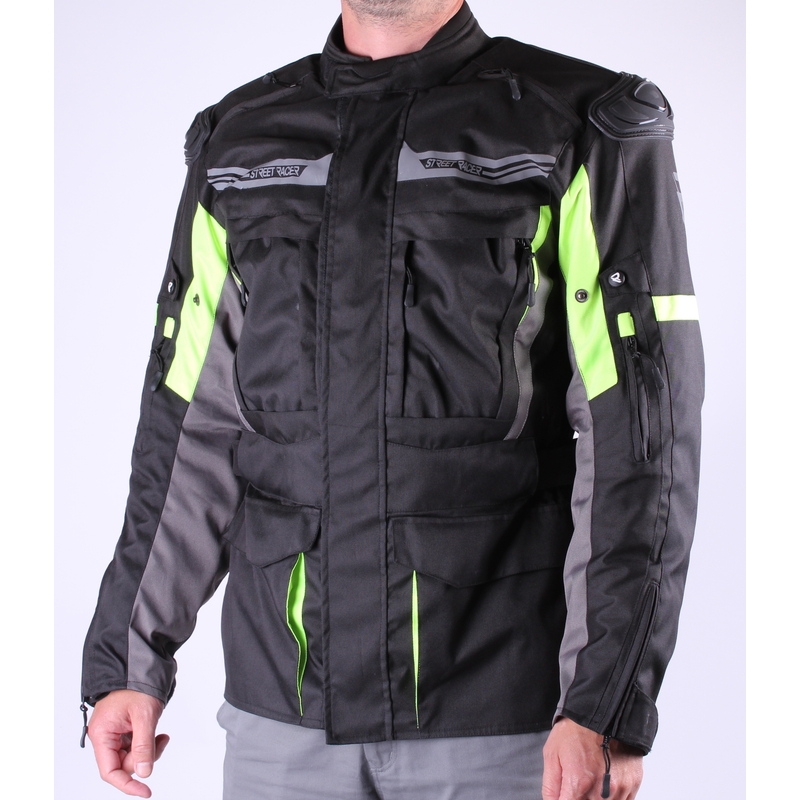 Street Racer Blow Schwarz-Fluo Gelb Motorradjacke Ausverkauf
