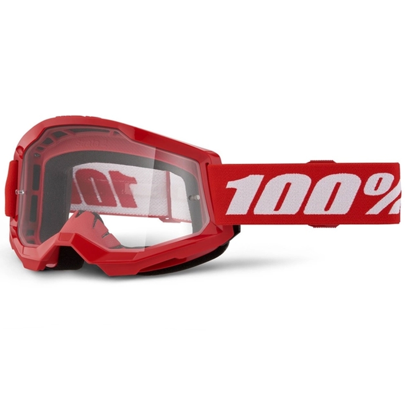 Motocross-Brille 100 % STRATA 2 New Red (Klares Plexiglas)