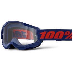 Motocrossbrille 100% STRATA 2 Neu dunkelblau (klares Plexiglas)