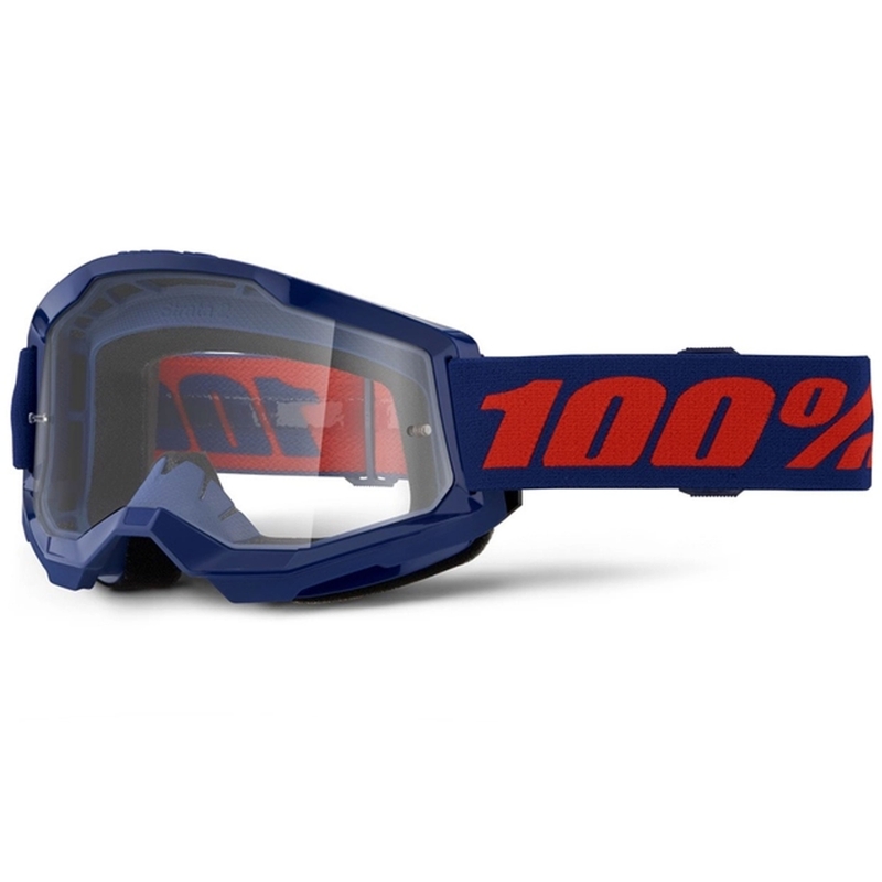 Motocrossbrille 100% STRATA 2 Neu dunkelblau (klares Plexiglas)