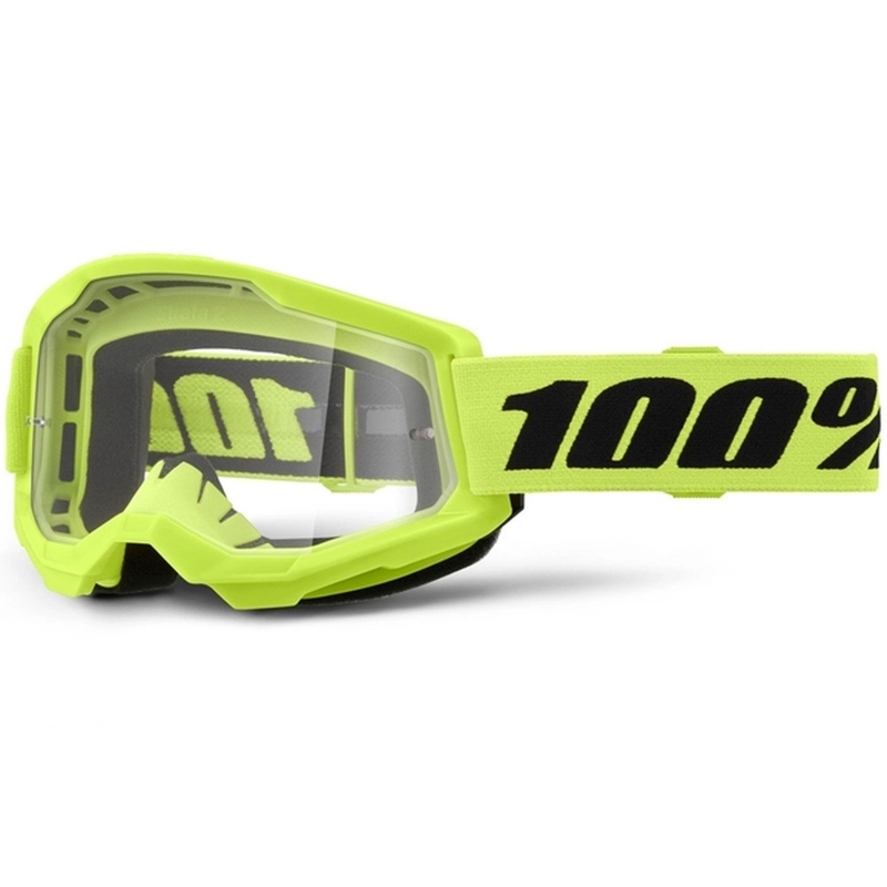 Motocrossbrille 100% STRATA 2 Neu fluo gelb (klares Plexiglas)