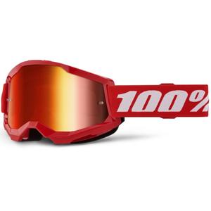 Motocrossbrille 100% STRATA 2 Neu rot (rotes Plexiglas)