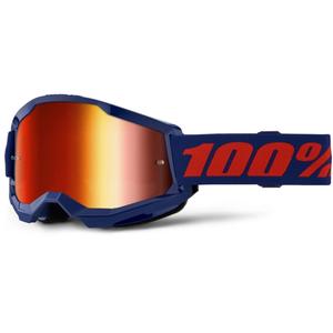 Motocrossbrille 100% STRATA 2 Neu blau (rotes Plexiglas)