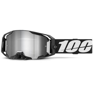 Motocross-Brille 100 % ARmatic schwarz mit silbernem Spiegelplexiglas