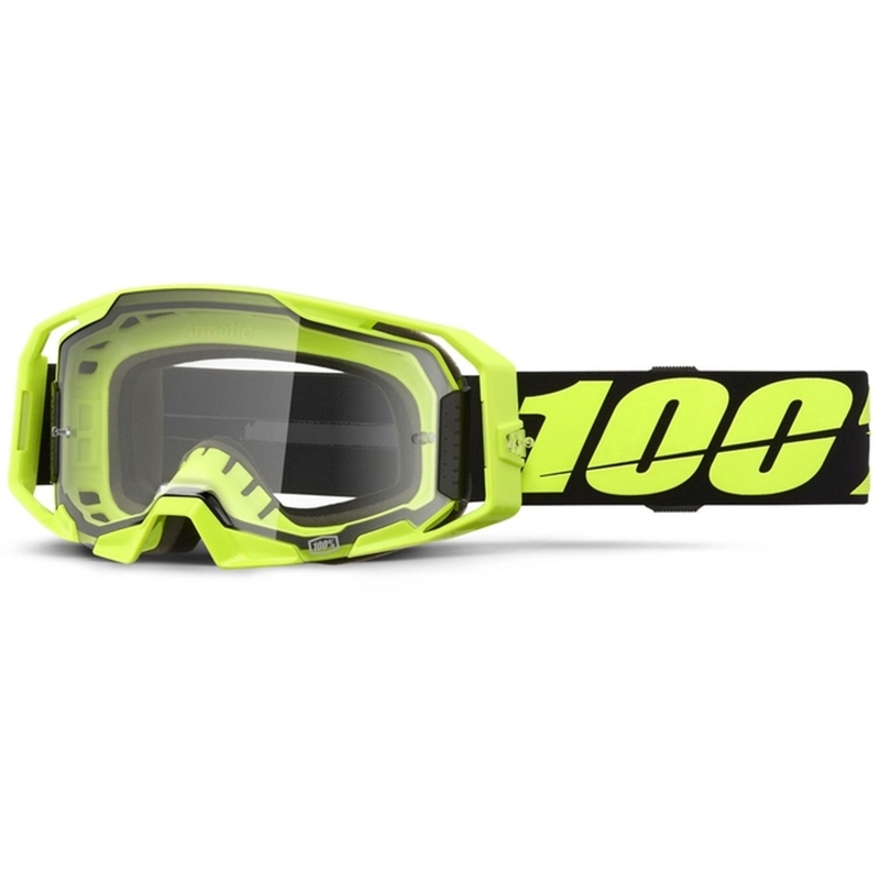 Motocross-Brille 100 % ARmatic Neongelb mit klarem Plexiglas