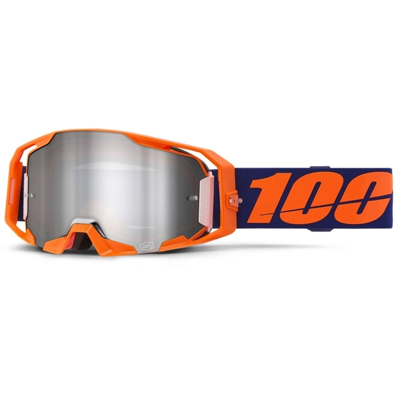 Motocross-Brille 100 % ARmatic Neon Orange mit silbernem Spiegelplexiglas