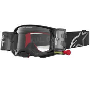 Alpinestars Supertech ROLL-OFF Motocross-Brille, schwarz-silber mit klarem Plexiglas