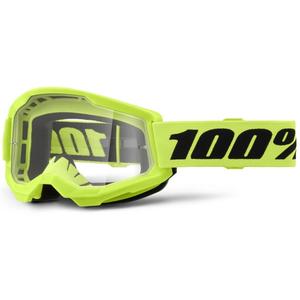 Kinder-Motocross-Brille 100 % STRATA 2 neongelb (klares Plexiglas)