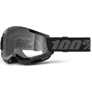 Kinder-Motocross-Brille 100 % STRATA 2 Schwarz (Klares Plexiglas)