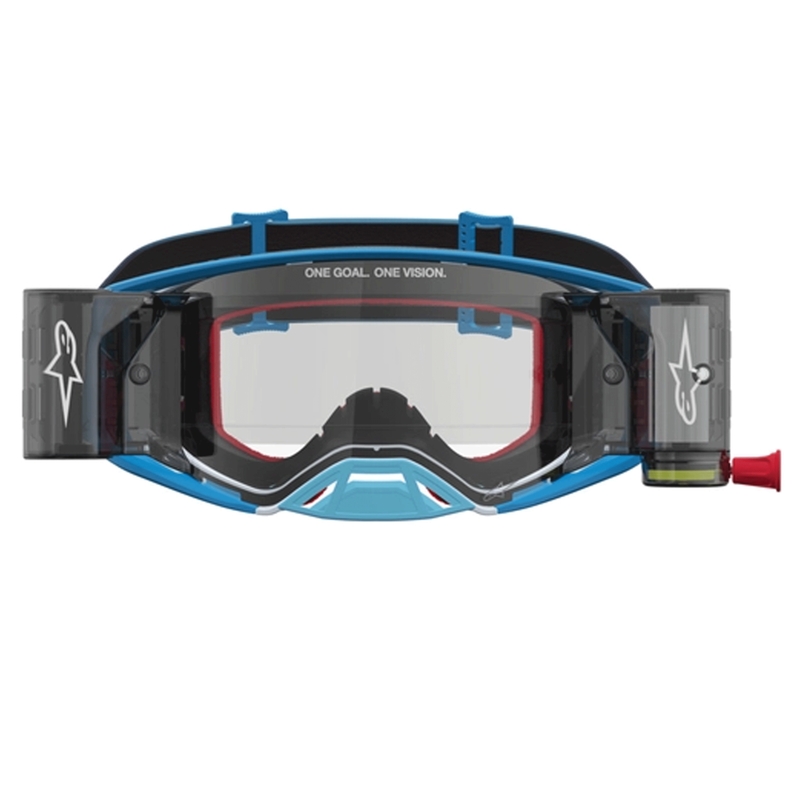Alpinestars Supertech ROLL-OFF Motocross-Brille blau-silber mit klarem Plexiglas