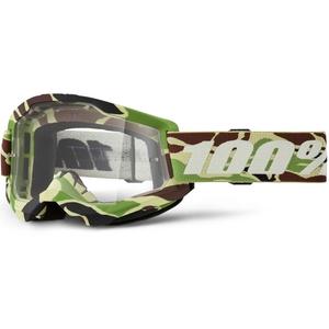 Motocrossbrille 100% STRATA 2 New War Camo grün (klares Plexiglas)