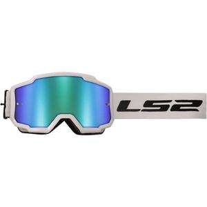 Motocross-Brille LS2 Charger HV weiß mit grünem Iridium-Plexiglas