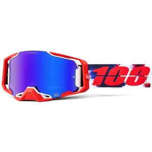 Motocross-Brille 100 % ARMEGA Morpho mit blauem HIPER-Plexiglas