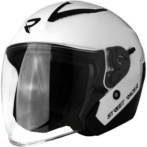 Offener Motorradhelm Street Racer Sonic, glänzend weiß-schwarz - II. Qualität