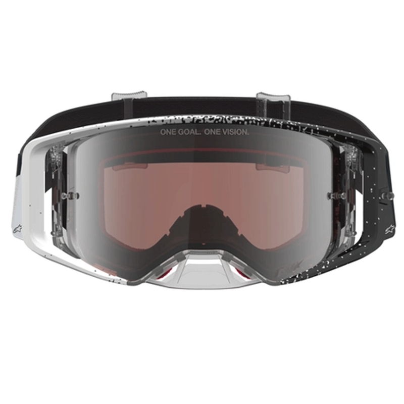 Alpinestars Supertech Motocross-Brille, weiß-schwarz mit verspiegeltem silbernem Plexiglas