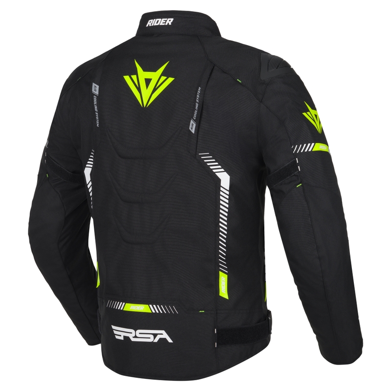 Motorradjacke RSA Rider schwarz-weiß-fluoreszierend gelb 2 - II. Qualität