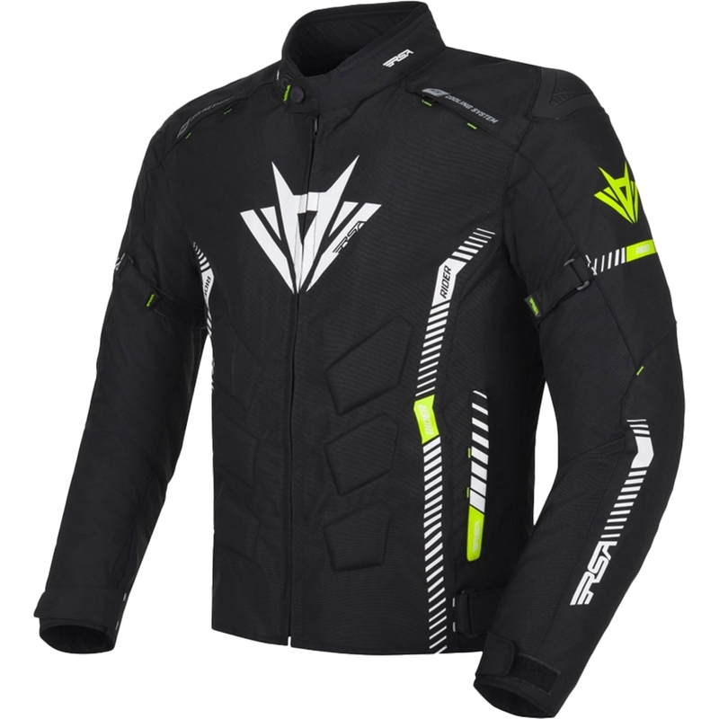Motorradjacke RSA Rider schwarz-weiß-fluoreszierend gelb 2 - II. Qualität