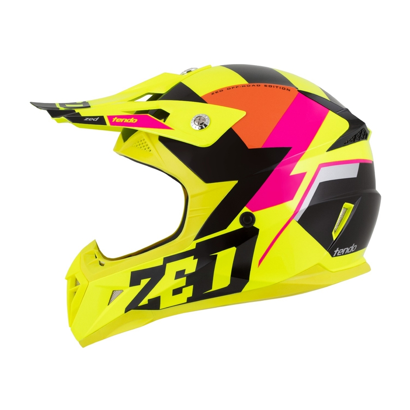 Kinder-Motocross-Helm ZED X1.9 Tendo fluo gelb-rosa-orange-schwarz - II. Qualität