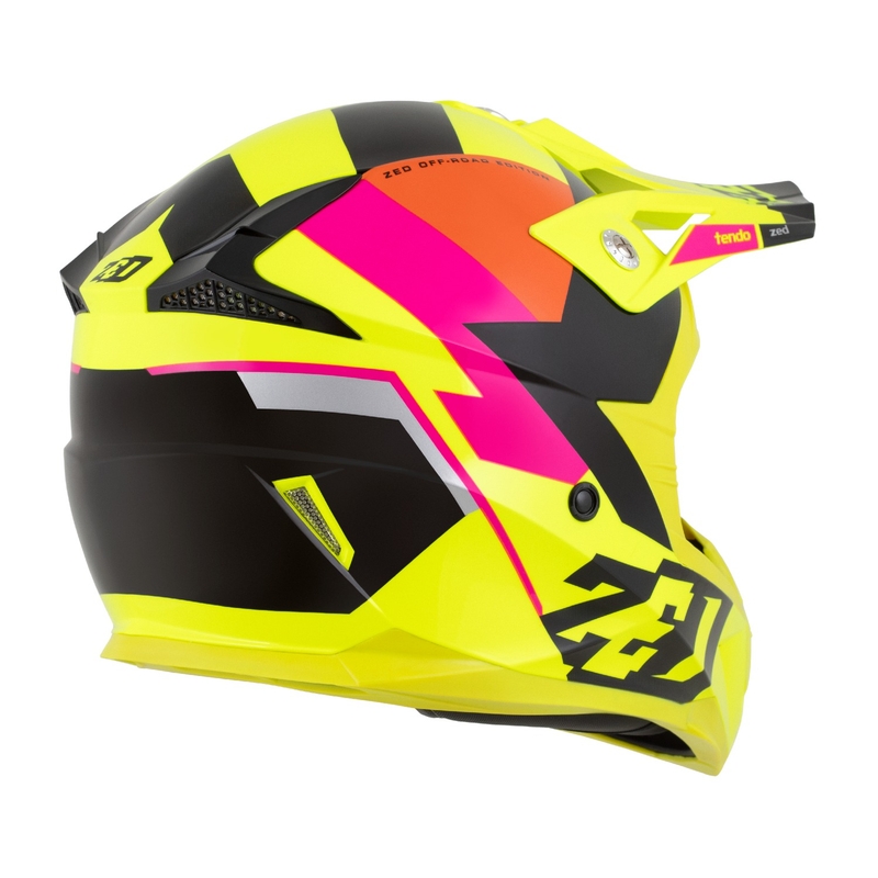 Kinder-Motocross-Helm ZED X1.9 Tendo fluo gelb-rosa-orange-schwarz - II. Qualität