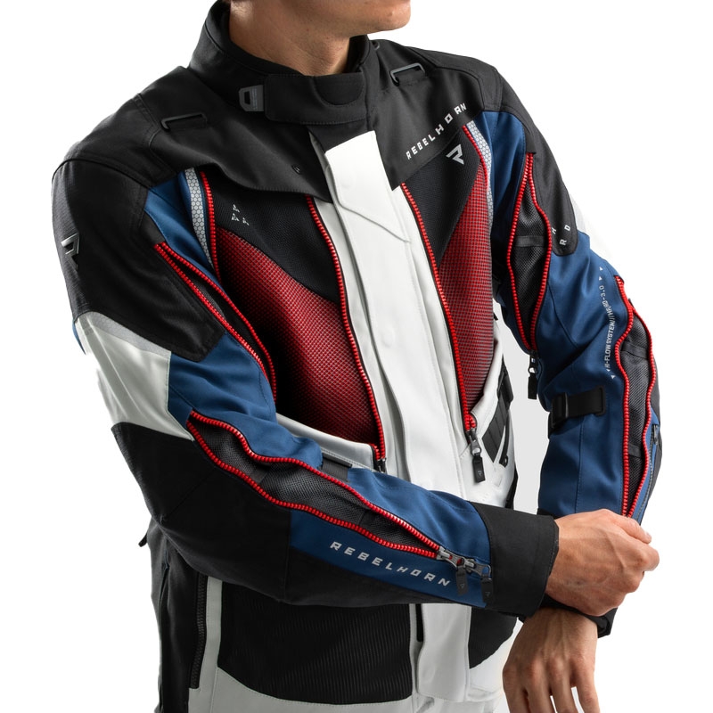 Motorradjacke Rebelhorn Hardy 3.0 blau-grau-rot 2 - II. Qualität