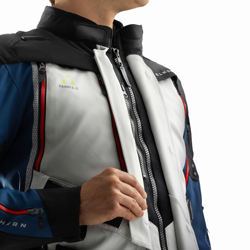 Motorradjacke Rebelhorn Hardy 3.0 blau-grau-rot 2 - II. Qualität