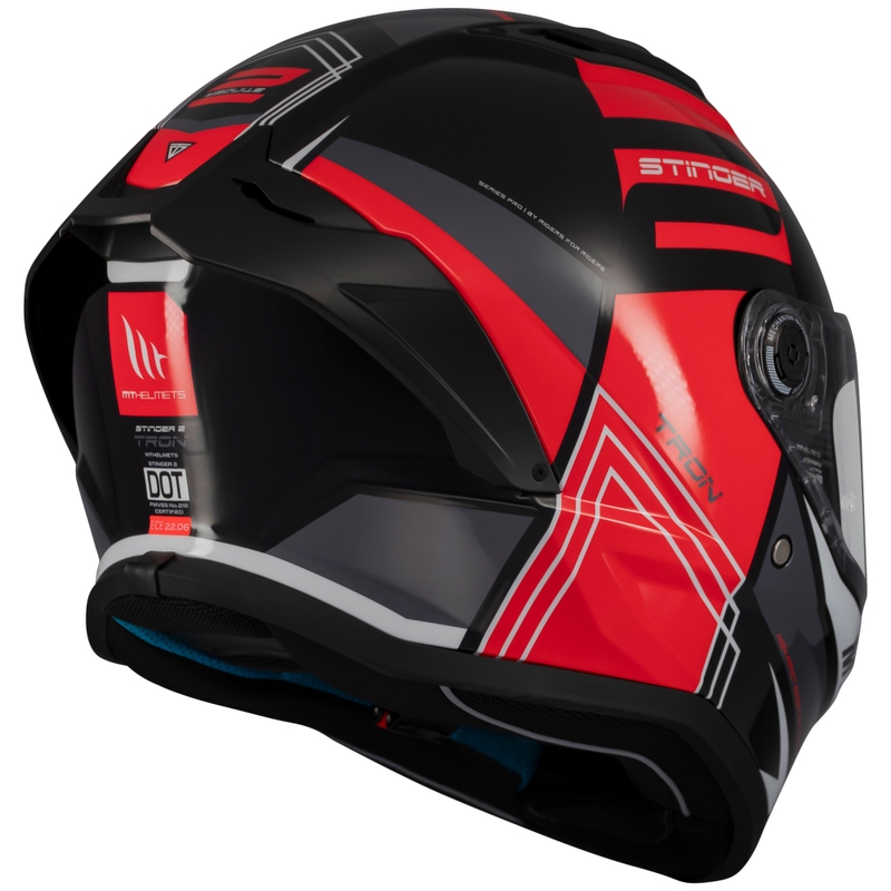 Integrierter Motorradhelm MT Stinger 2 Tron schwarz-rot-grau - II. Qualität