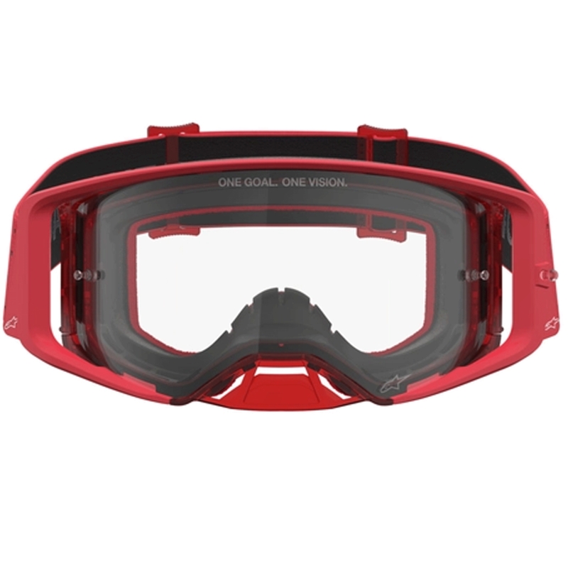 Alpinestars Supertech Vesta Motocross-Brille in fluoreszierendem Rot-Chrom (klares Plexiglas)