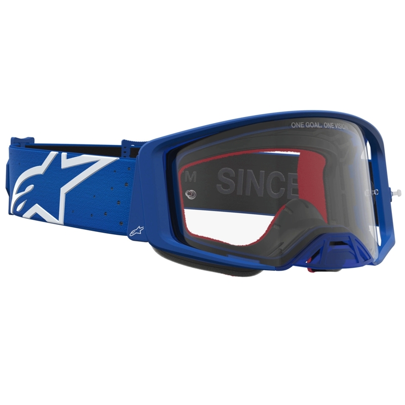Alpinestars Supertech Vesta blau-weiße Motocross-Brille mit klarem Plexiglas