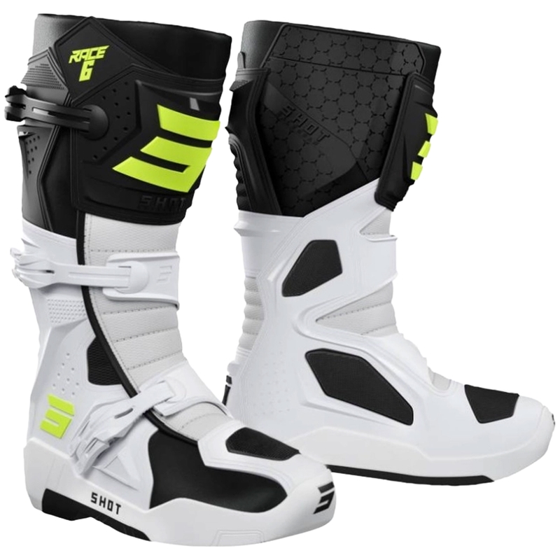 Shot Race 6 Motocross-Stiefel schwarz-weiß-fluoreszierend gelb - II. Qualität