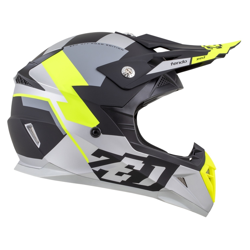 Kinder-Motocrosshelm ZED X1.9D TENDO mattschwarz-dunkelgrau-hellgrau-fluogelb - II. Qualität