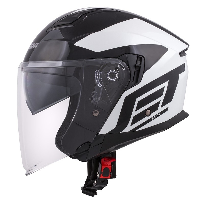 Cassida Jet Tech Corso Open Motorradhelm schwarz und weiß
