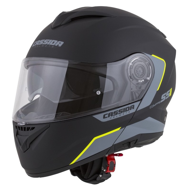 Cassida Compress 2.0 Refraction schwarz-grau-fluo gelb klappbarer Motorradhelm Ausverkauf
