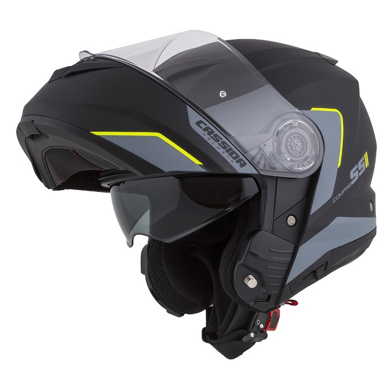 Cassida Compress 2.0 Refraction schwarz-grau-fluo gelb klappbarer Motorradhelm Ausverkauf
