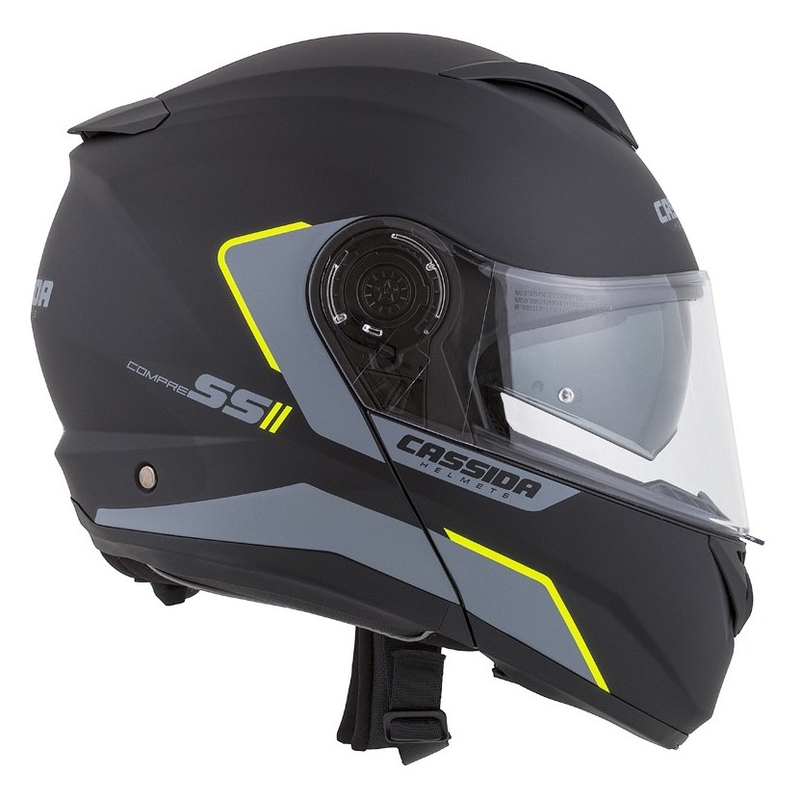 Cassida Compress 2.0 Refraction schwarz-grau-fluo gelb klappbarer Motorradhelm Ausverkauf