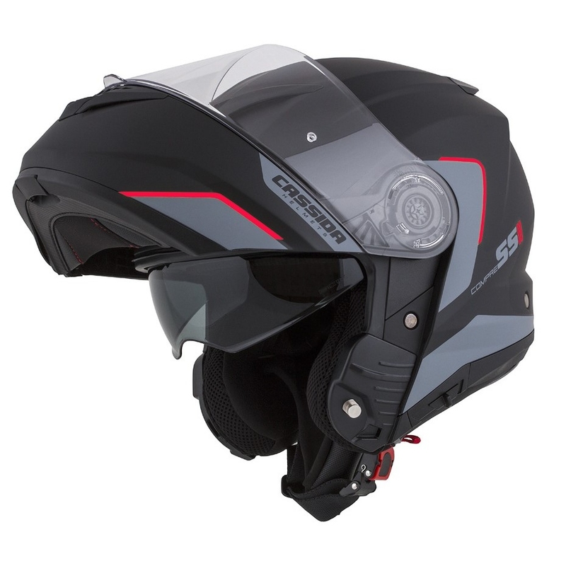Cassida Compress 2.0 Refraction schwarz-grau-rot klappbarer Motorradhelm