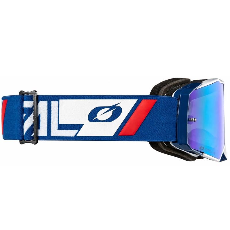 Motocross-Brille O'Neal B-55 Cram blau-weiß mit verspiegeltem blauem Plexiglas