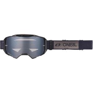 Motocross-Brille O'Neal B-22 Core, schwarz-grau mit verspiegeltem silbernem Plexiglas