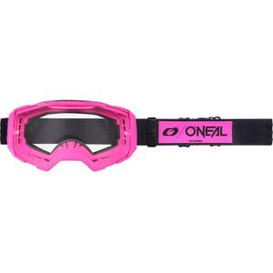 Motocross-Brille O'Neal B-22 Core, schwarz-pink mit klarem Plexiglas
