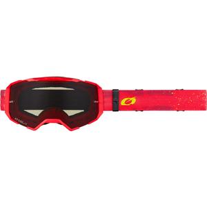 Motocross-Brille O'Neal B-22, rot-fluoreszierend gelb lackiert mit grauem Plexiglas