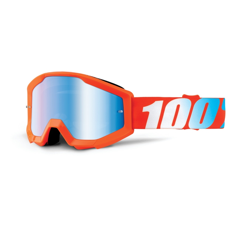 Kinder-Motocross-Brille 100% Strata orange (blaues Chrom-Plexiglas)