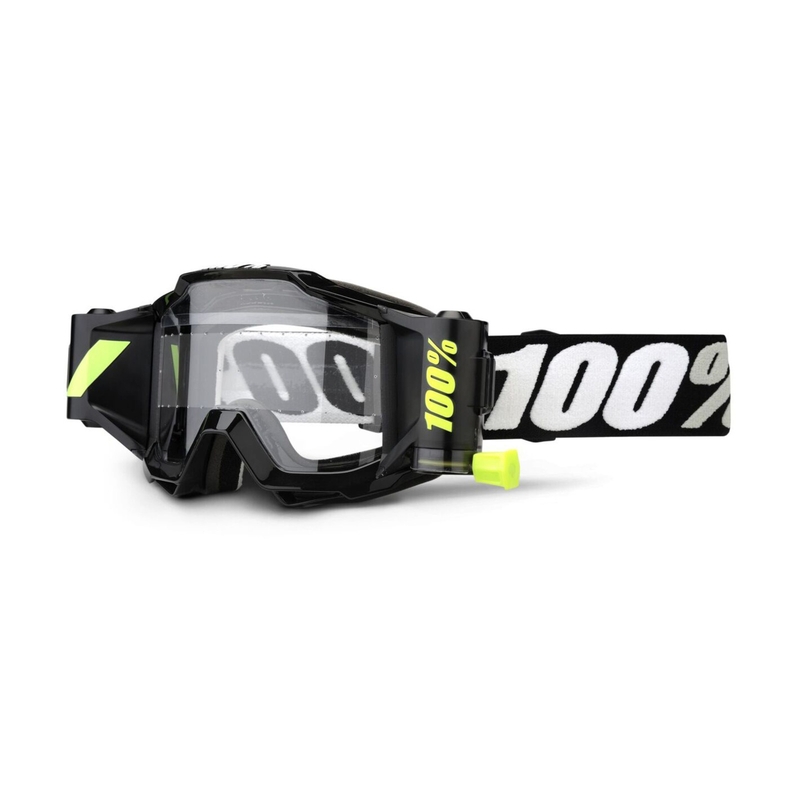 Kinder Motocrossbrille 100% Accuri Forecast schwarz (klares Plexiglas)