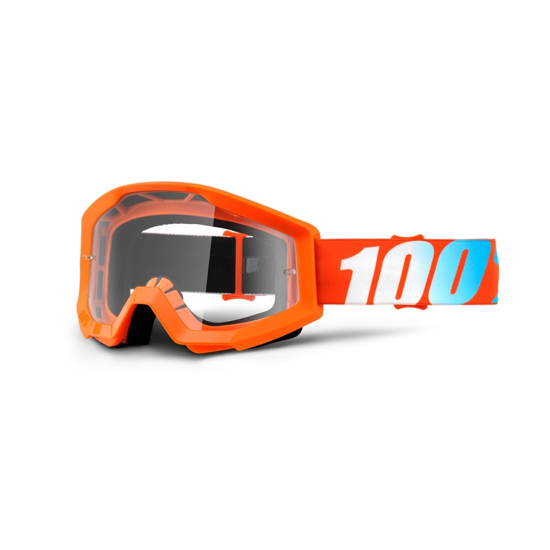 Motocross-Schutzbrille 100% Strata orange (klares Plexiglas)