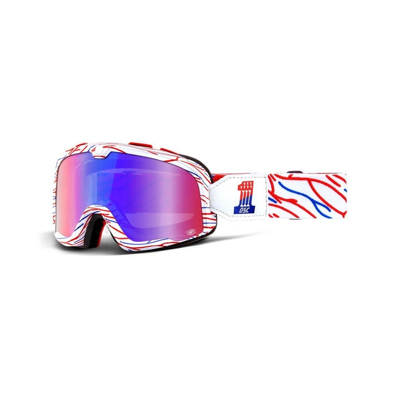 Motocross-Brille 100% Barstow Death Sprays Customs (rot und blau verspiegeltes Plexiglas)