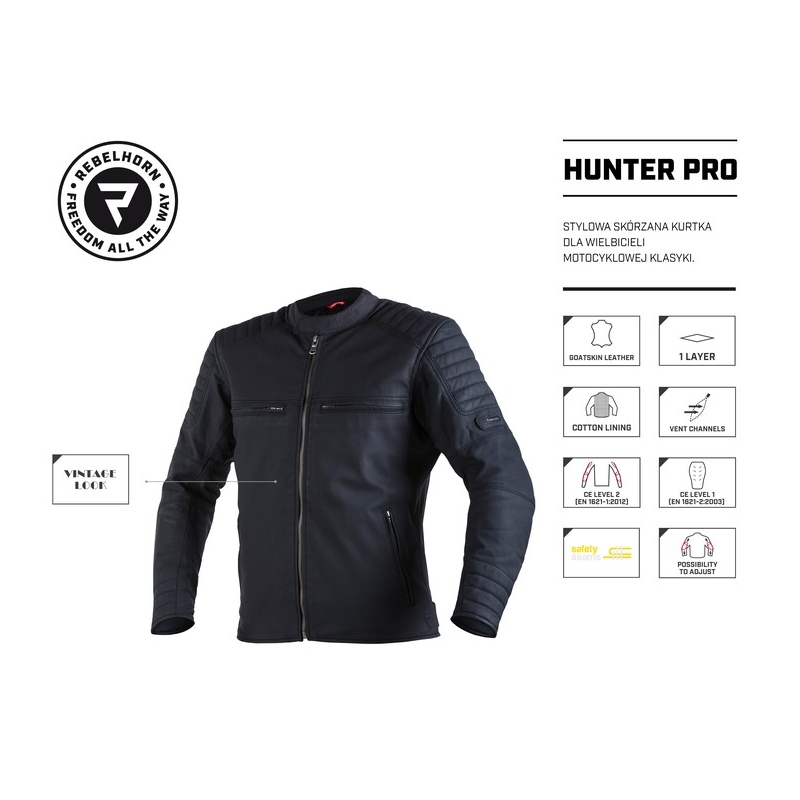Rebelhorn Hunter Pro Schwarz Motorradjacke Ausverkauf