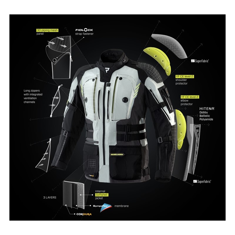 Rebelhorn Patrol schwarz-sand-graue Motorradjacke