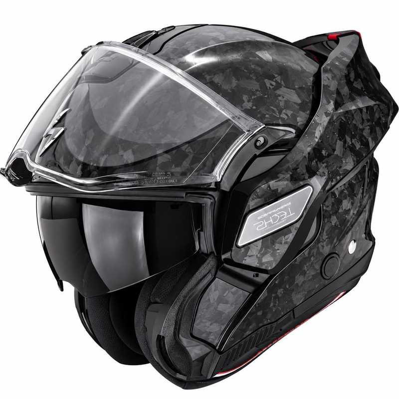 Scorpion EXO-TECH II Onyx Carbon Klapphelm für Motorräder, schwarz