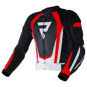 Rebelhorn Piston II PRO schwarz-weiß-fluorrote Motorradjacke Ausverkauf